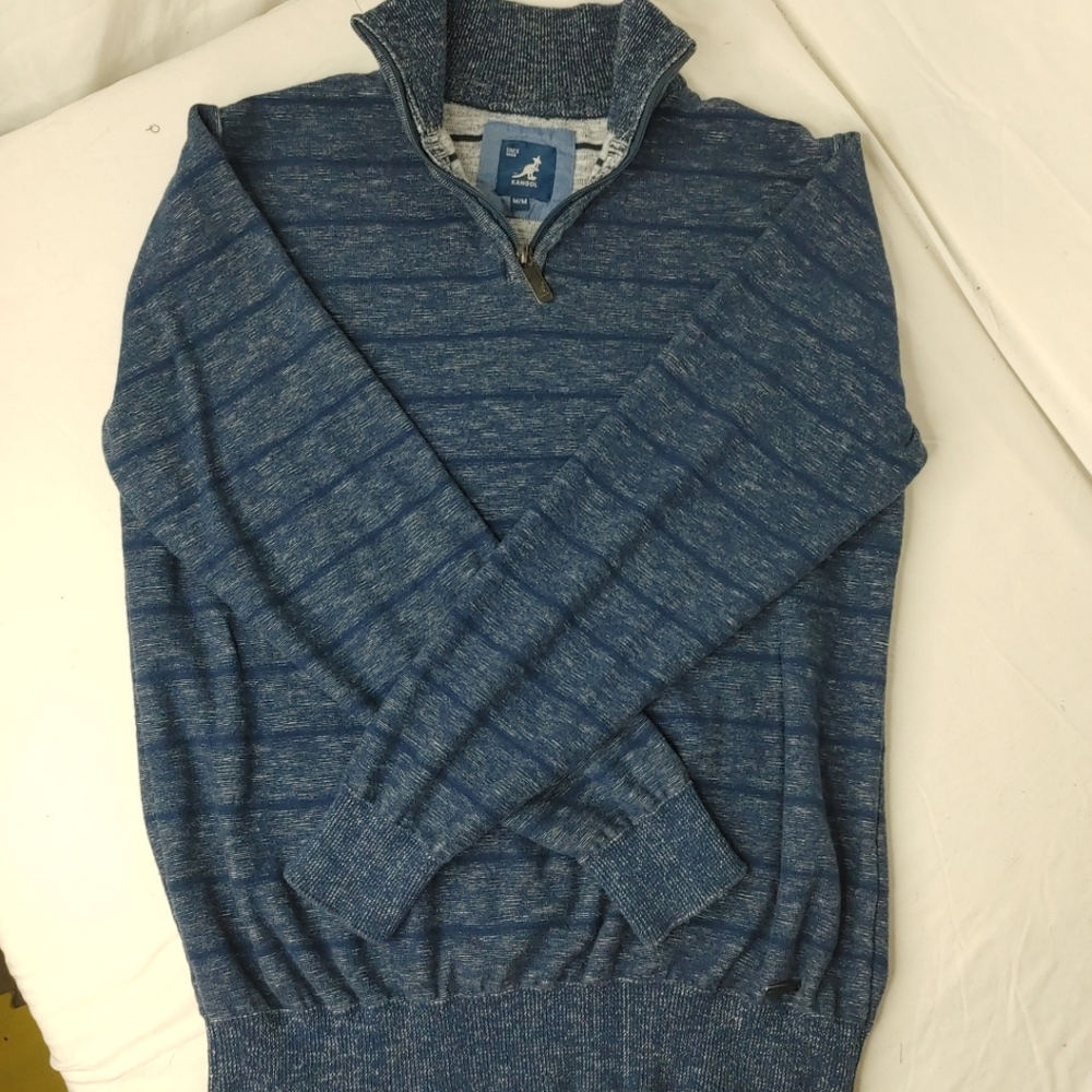 D2 Kangol Sweater Mens M Blue Pullover 1/4 Zip Lightweight Stretch Casual Preppy - Picture 10 of 10